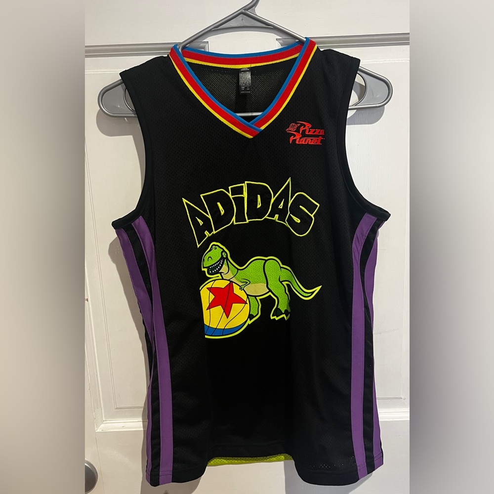 adidas Black Kids Jersey with Green Dino and Multicolor Trim